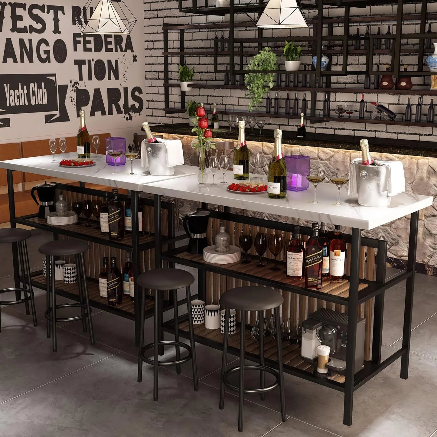 Kitchen Island with Seating, Wooden Counter Height Table